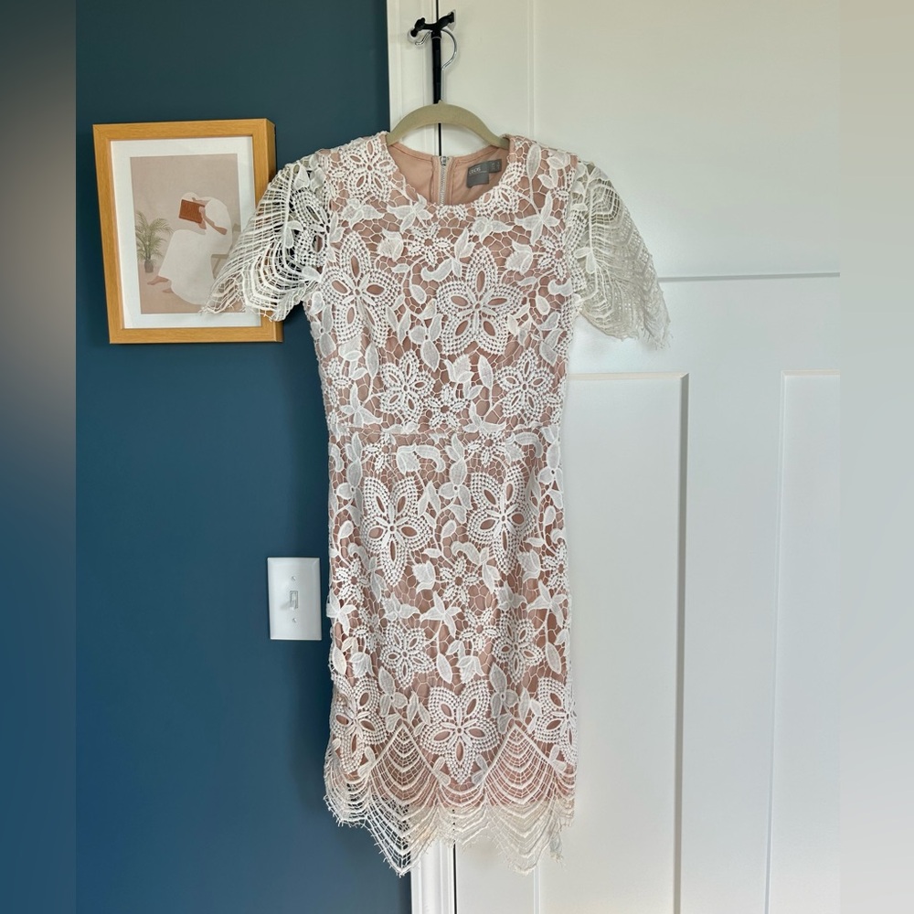 ASOS Bodycon Pencil Dress in Border Lace - White / US 2